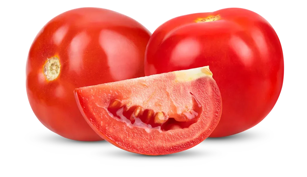 bright red tomatoes with slice exposed